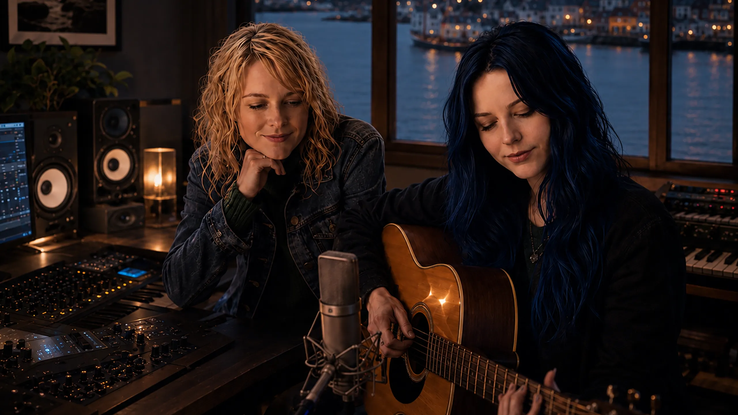 Sigrid and Aija in Aurelya’s music studio
