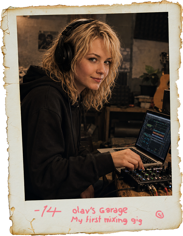 Young Sigrid Nilsen at her first mixing gig at Olav’s Garage in 2014.